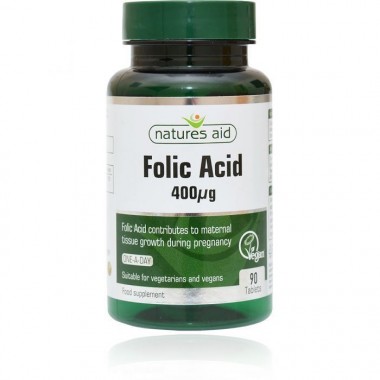 Viên uống bổ sung Folic Acid Natures aid 400 µg  90 viên